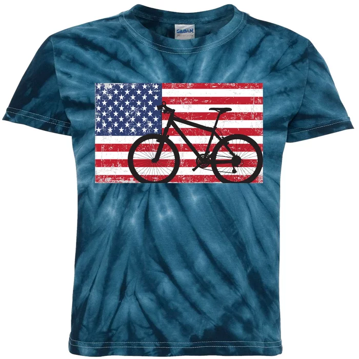 American Mountain Bike USA Flag Kids Tie-Dye T-Shirt