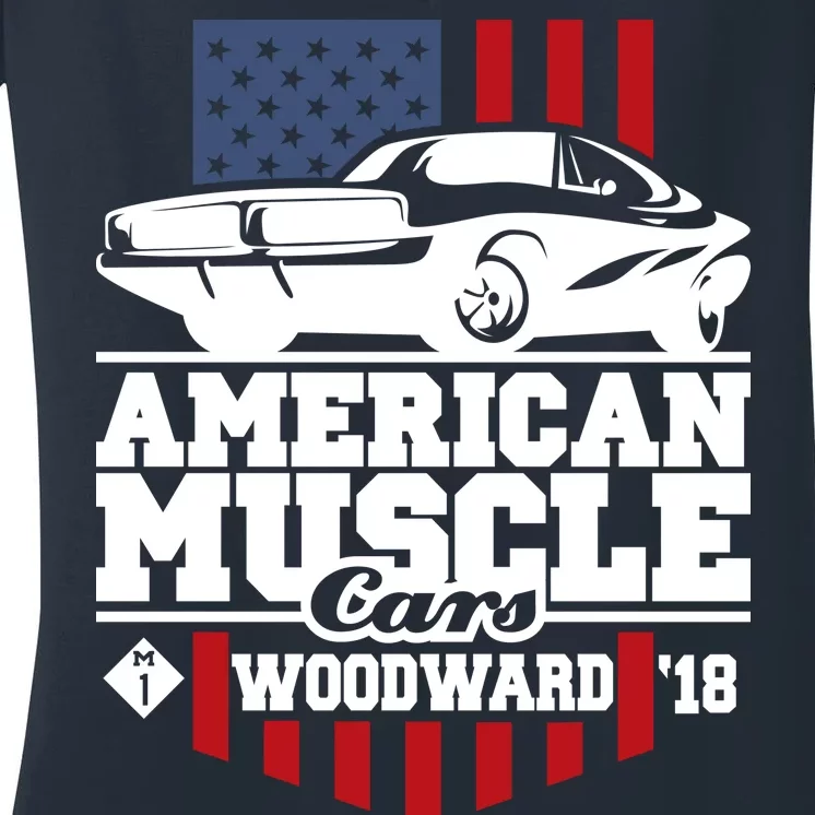 American Muscle Cars Woodward 2018 Women's V-Neck T-Shirt