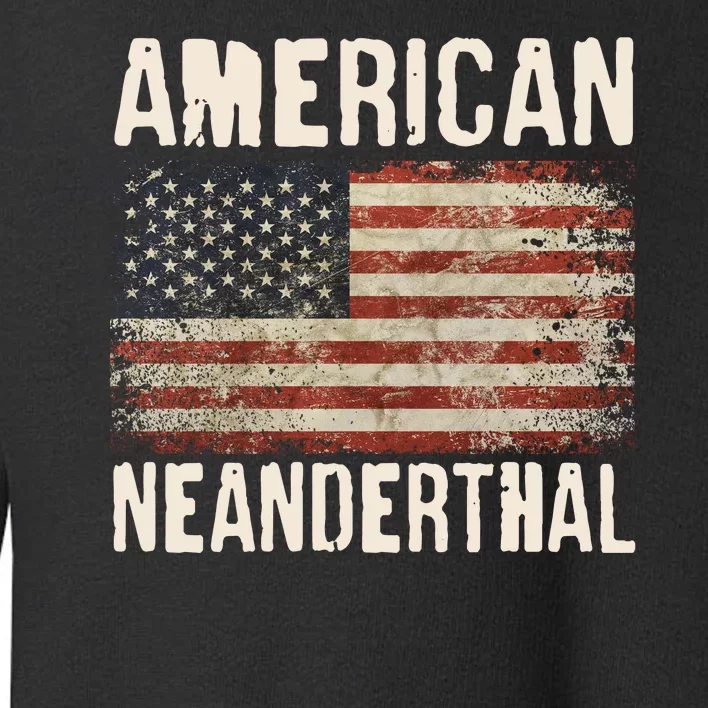 American Neanderthal Distressed US Flag Toddler Sweatshirt