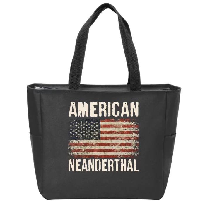 American Neanderthal Distressed US Flag Zip Tote Bag