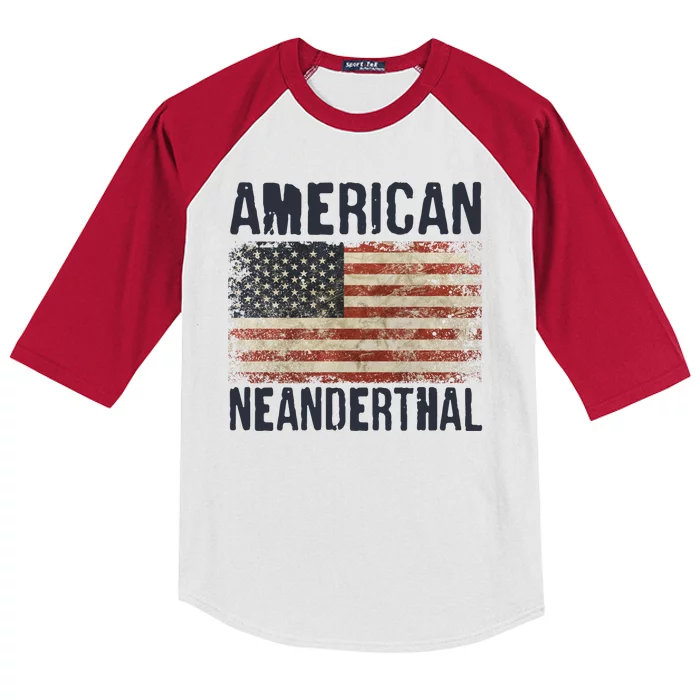 American Neanderthal Distressed US Flag Kids Colorblock Raglan Jersey