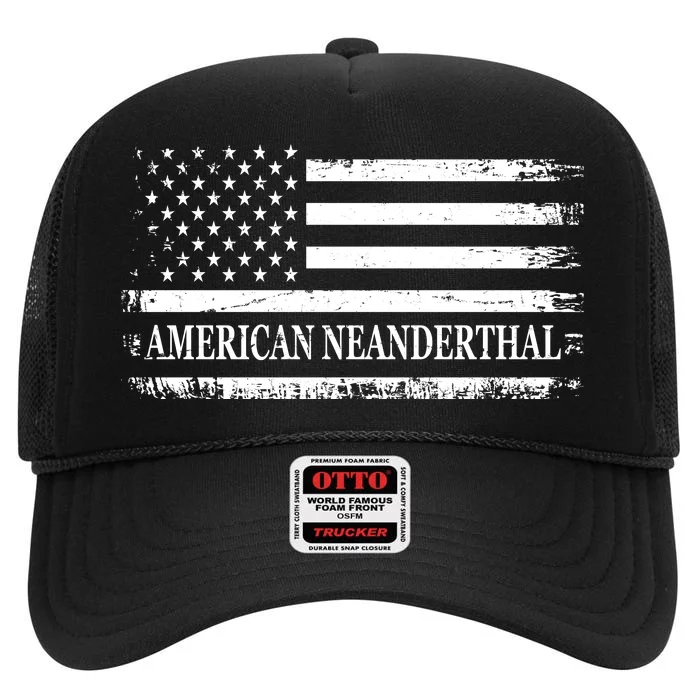 American Neanderthal USA American Flag High Crown Mesh Trucker Hat