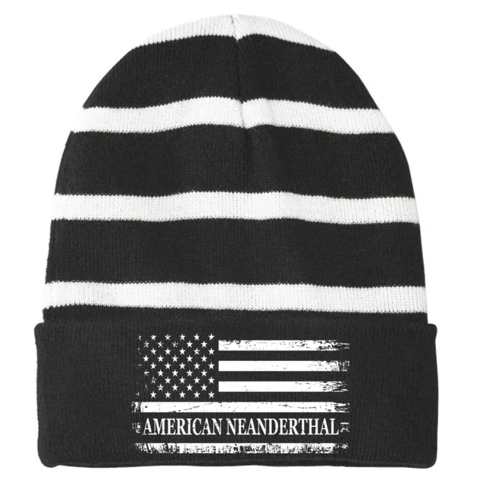 American Neanderthal USA American Flag Striped Beanie with Solid Band