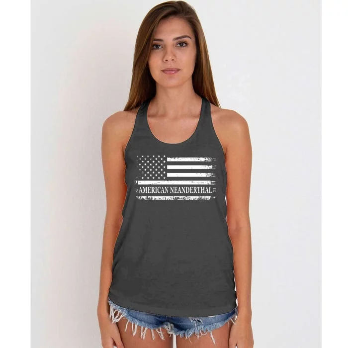 American Neanderthal USA American Flag Women's Knotted Racerback Tank