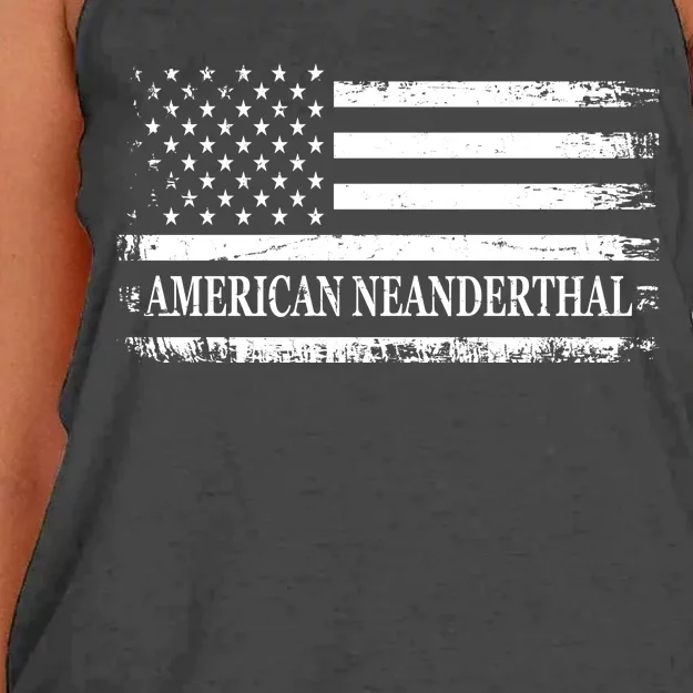 American Neanderthal USA American Flag Women's Knotted Racerback Tank