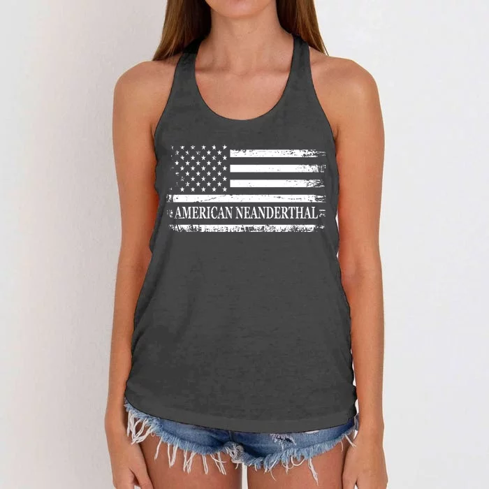 American Neanderthal USA American Flag Women's Knotted Racerback Tank