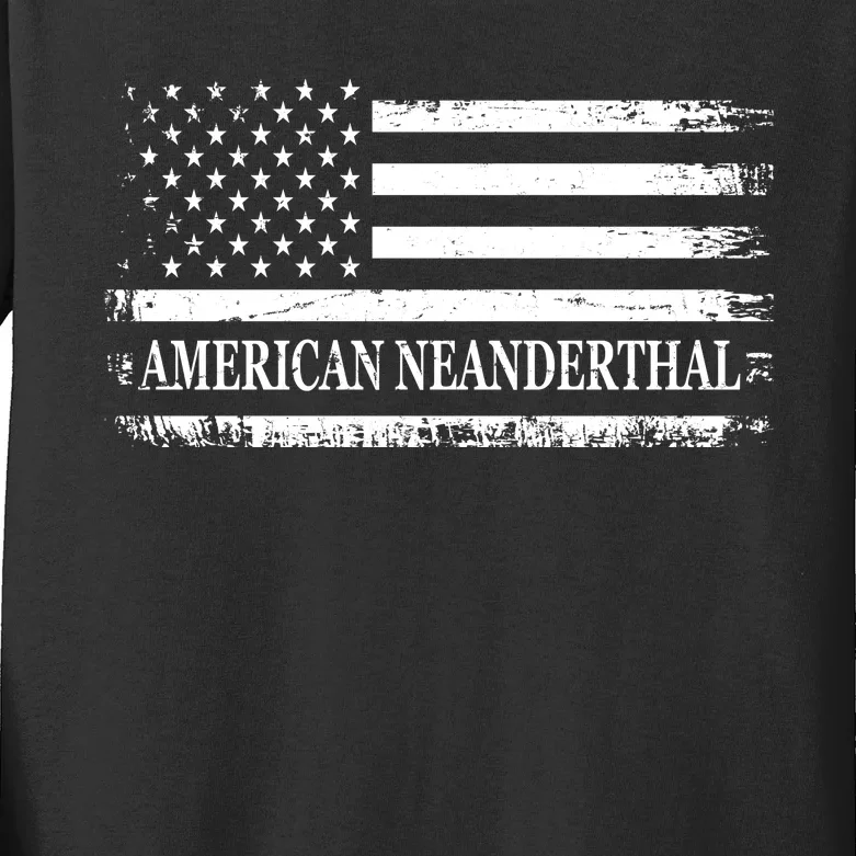 American Neanderthal USA American Flag Kids Long Sleeve Shirt