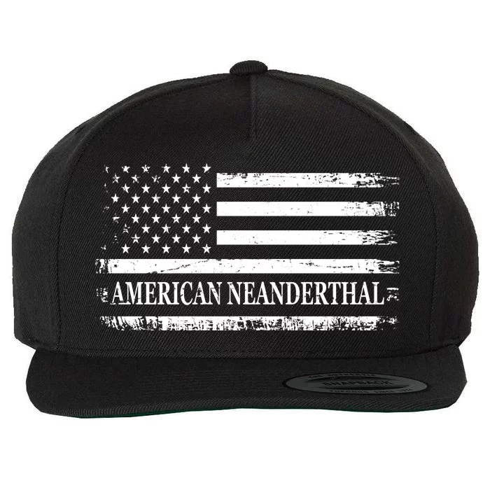 American Neanderthal USA American Flag Wool Snapback Cap