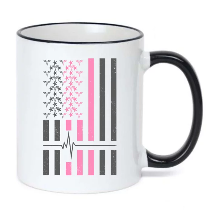 American Nurse USA Flag Black Color Changing Mug