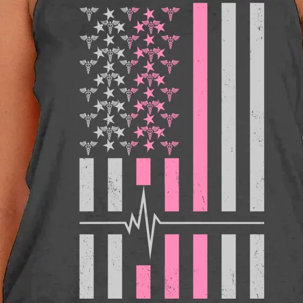 American Nurse USA Flag Women's Knotted Racerback Tank