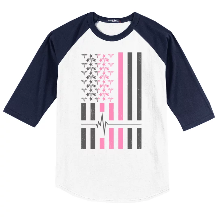 American Nurse USA Flag Baseball Sleeve Shirt