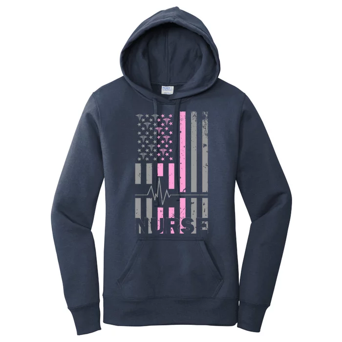 American Nurse Vintage USA Flag Women's Pullover Hoodie