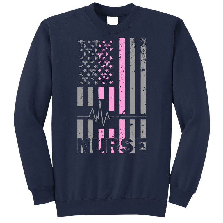 American Nurse Vintage USA Flag Tall Sweatshirt