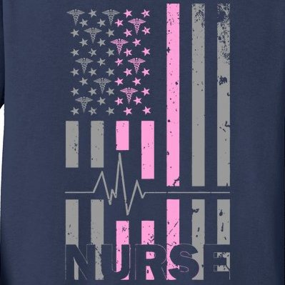 American Nurse Vintage USA Flag Kids Long Sleeve Shirt