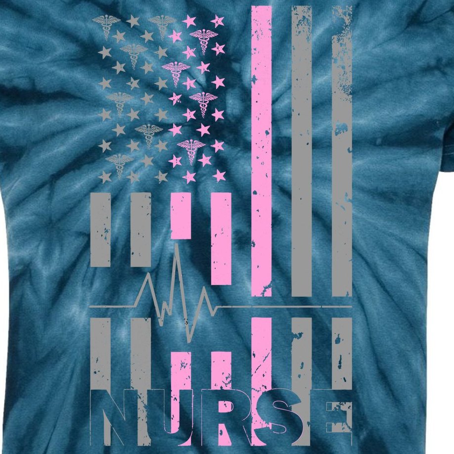 American Nurse Vintage USA Flag Kids Tie-Dye T-Shirt