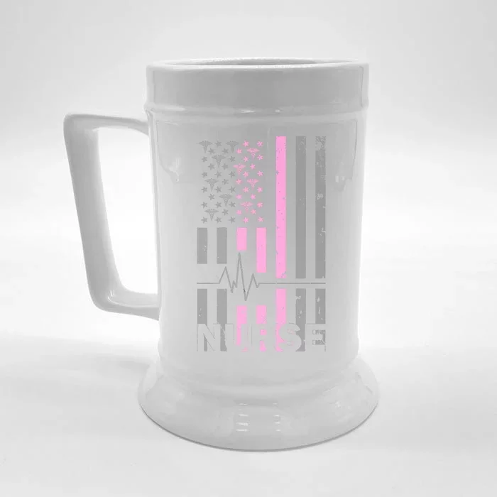 American Nurse Vintage USA Flag Front & Back Beer Stein