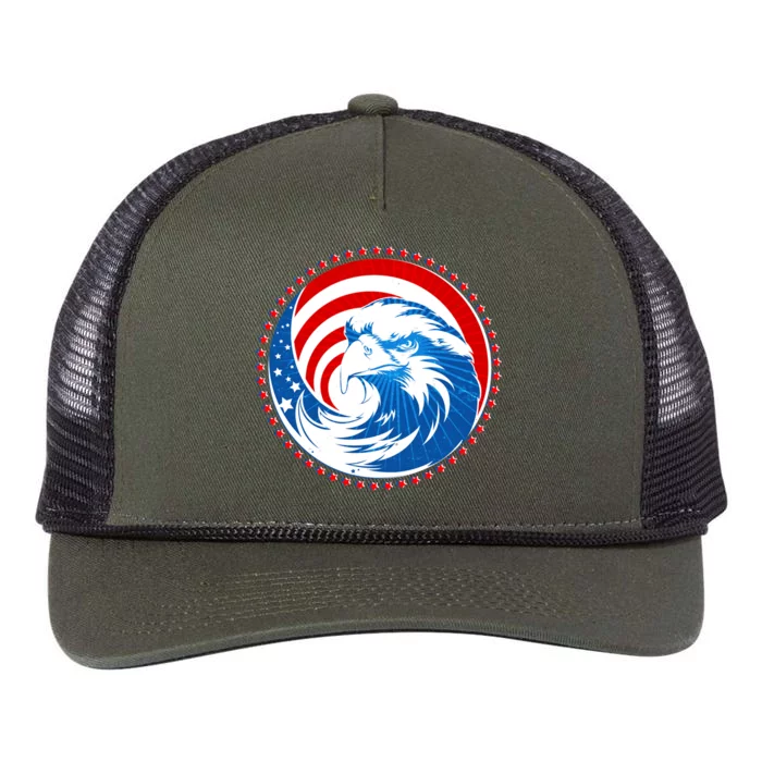 American Patriot Eagle Emblem Retro Rope Trucker Hat Cap