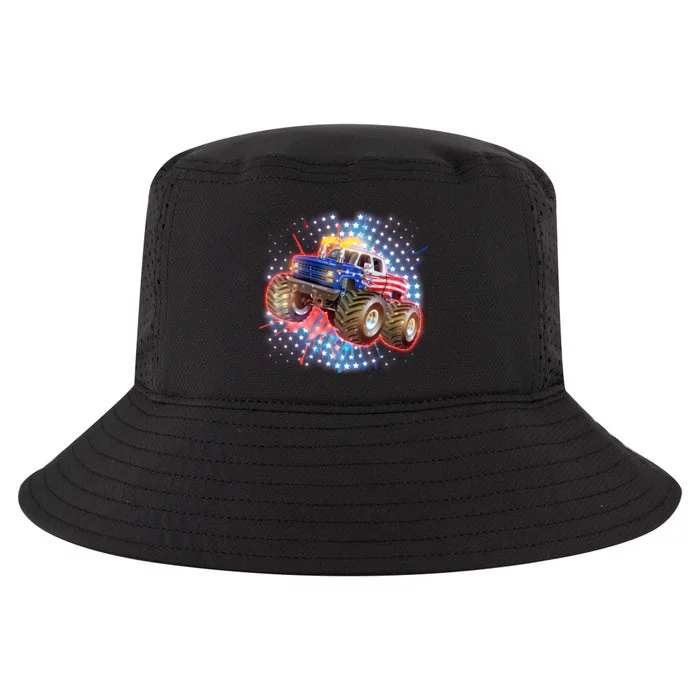 American Patriotic Monster Truck USA Cool Comfort Performance Bucket Hat