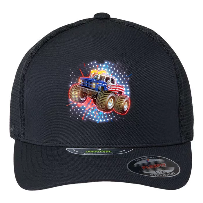 American Patriotic Monster Truck USA Flexfit Unipanel Trucker Cap