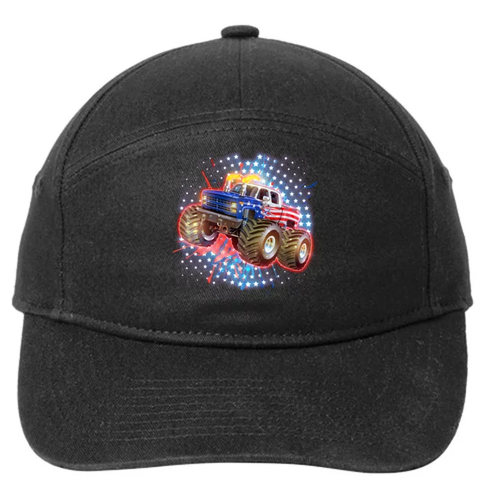 American Patriotic Monster Truck USA 7-Panel Snapback Hat