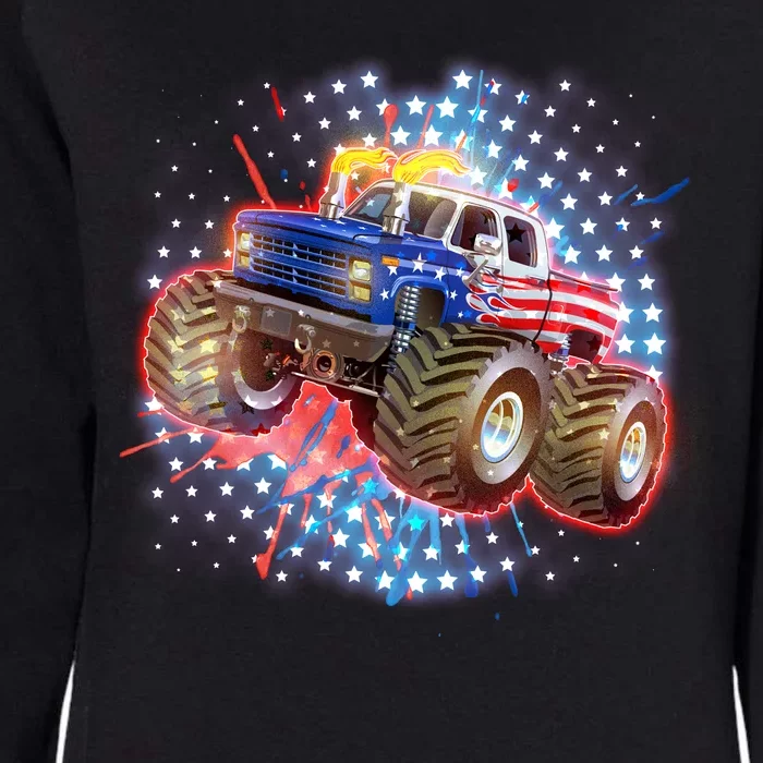 American Patriotic Monster Truck USA Womens California Wash Sweatshirt