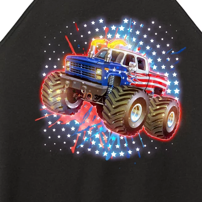 American Patriotic Monster Truck USA Women’s Perfect Tri Rocker Tank