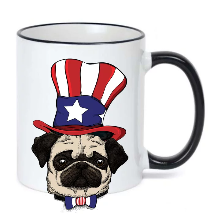 American Patriotic Pug Black Color Changing Mug