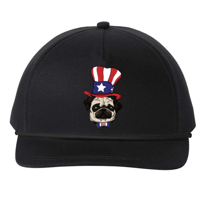 American Patriotic Pug Snapback Five-Panel Rope Hat