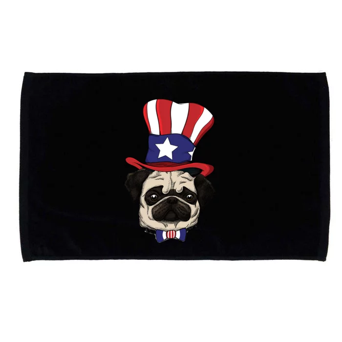 American Patriotic Pug Microfiber Hand Towel