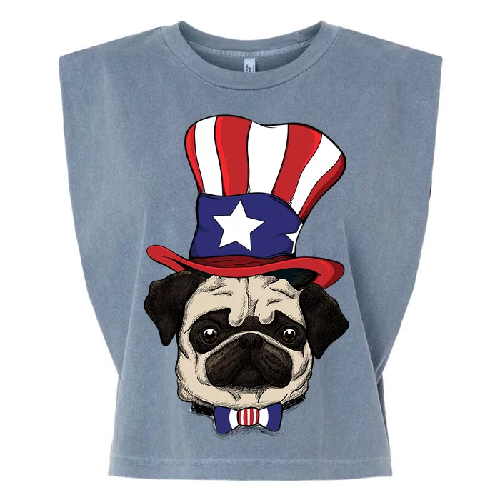 American Patriotic Pug Garment-Dyed Women's Muscle Tee