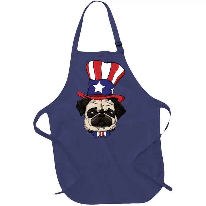 American Patriotic Pug Full-Length Apron With Pocket