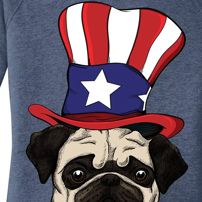 American Patriotic Pug Women's Perfect Tri Tunic Long Sleeve Shirt