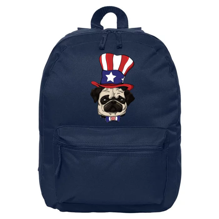 American Patriotic Pug 16 in Basic Backpack