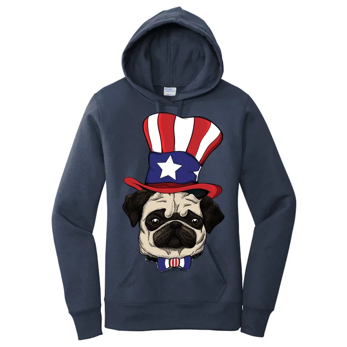 American Patriotic Pug Women's Pullover Hoodie