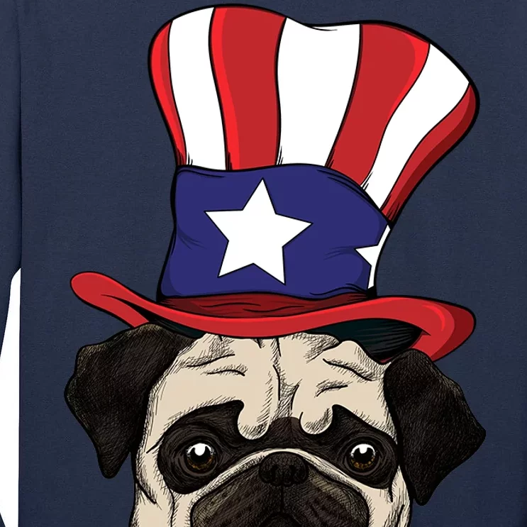 American Patriotic Pug Tall Long Sleeve T-Shirt