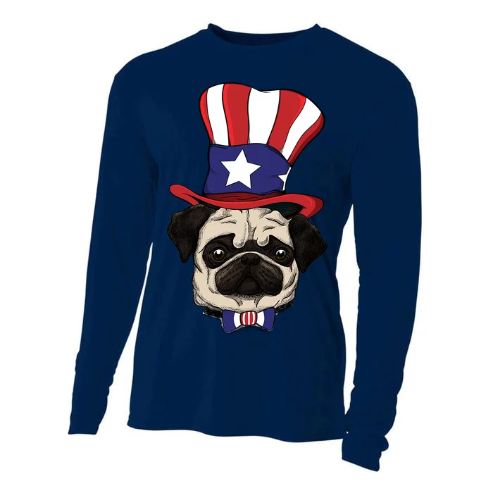 American Patriotic Pug Cooling Performance Long Sleeve Crew