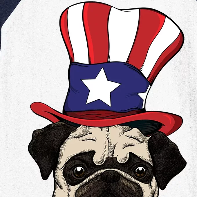 American Patriotic Pug Baseball Sleeve Shirt