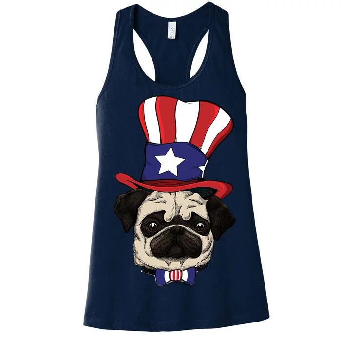 American Patriotic Pug Women's Racerback Tank