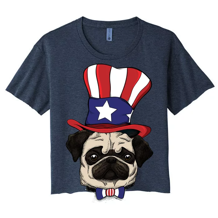 American Patriotic Pug Women's Crop Top Tee