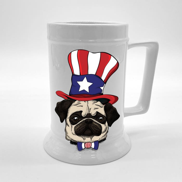 American Patriotic Pug Front & Back Beer Stein