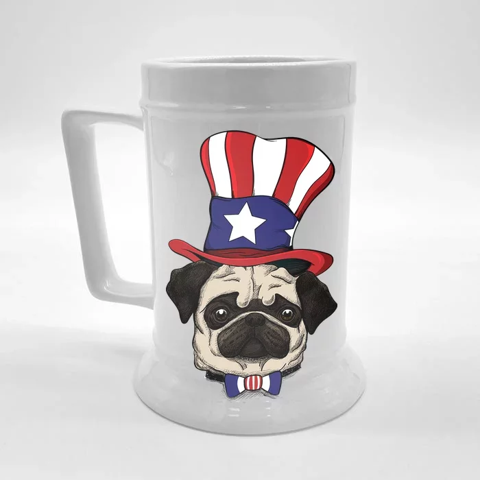 American Patriotic Pug Front & Back Beer Stein