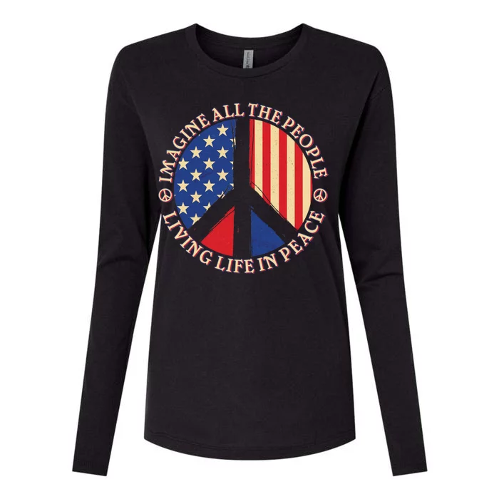 American Peace: People Living life In Peace Womens Cotton Relaxed Long Sleeve T-Shirt