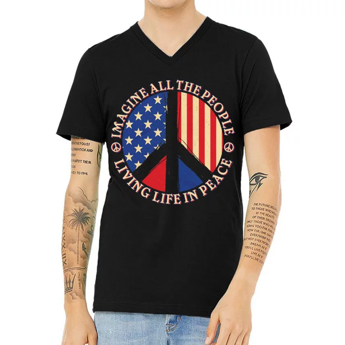 American Peace: People Living life In Peace V-Neck T-Shirt