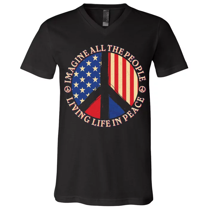 American Peace: People Living life In Peace V-Neck T-Shirt