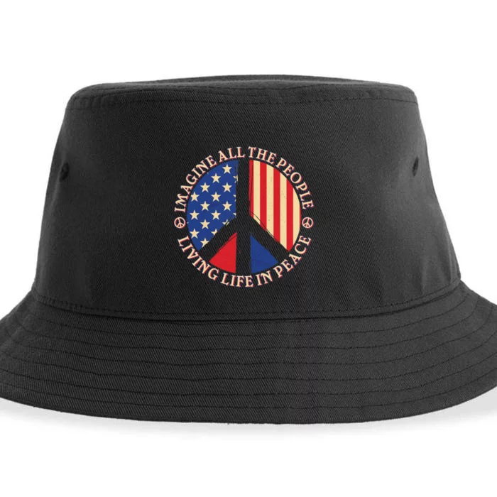 American Peace: People Living life In Peace Sustainable Bucket Hat