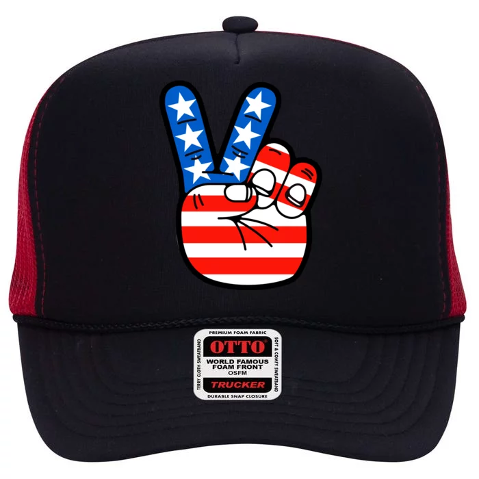 American Peace Sign Flag High Crown Mesh Trucker Hat