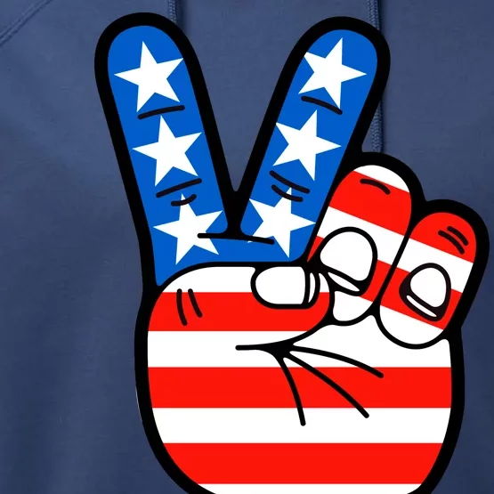 American Peace Sign Flag Performance Fleece Hoodie