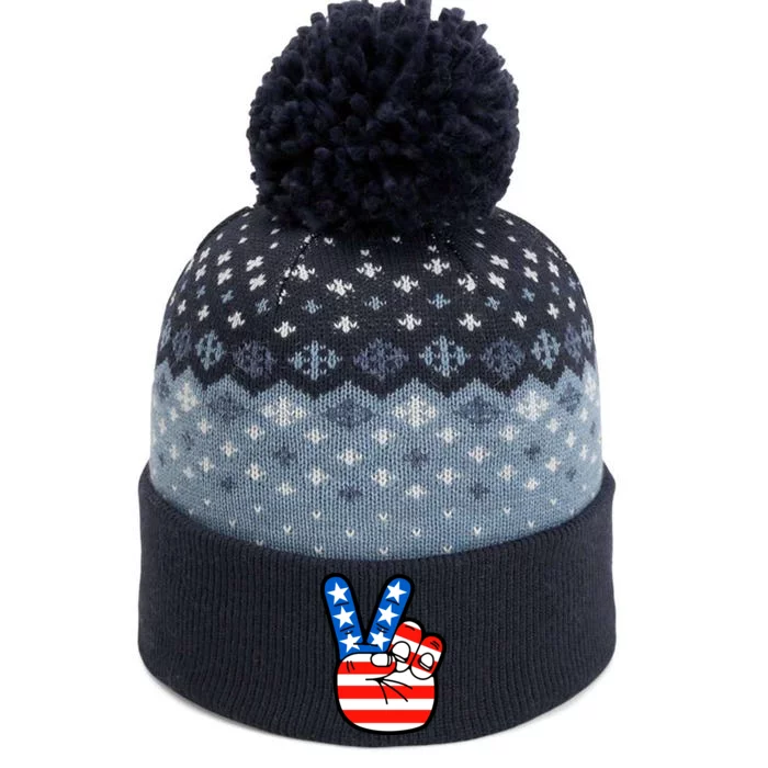 American Peace Sign Flag The Baniff Cuffed Pom Beanie