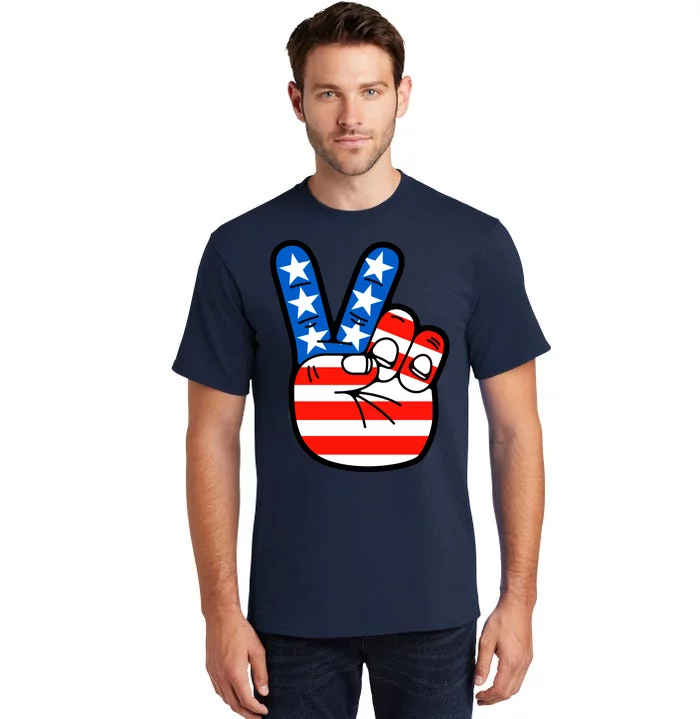 American Peace Sign Flag Tall T-Shirt