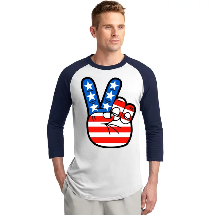 American Peace Sign Flag Baseball Sleeve Shirt